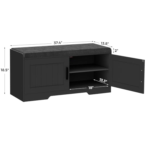 2-Tier Entryway Shoe Storage Bench with Padded Seat Cushion