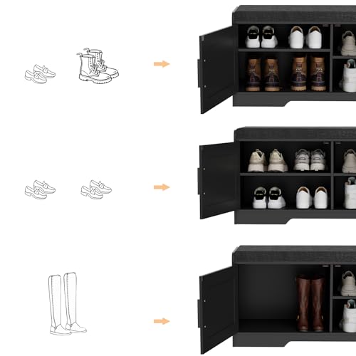 2-Tier Entryway Shoe Storage Bench with Padded Seat Cushion
