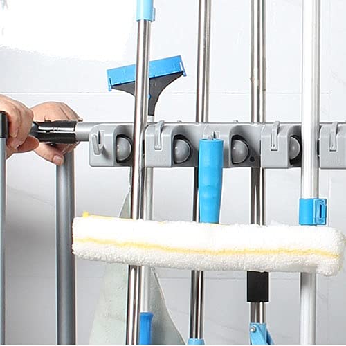 Rolling Floor-Standing Broom & Mop Storage Rack with Wheels