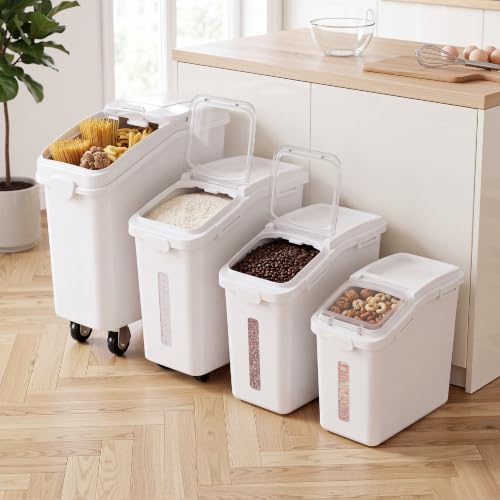 11.4-Gallon Rolling Flour & Rice Storage Bin with Scoop