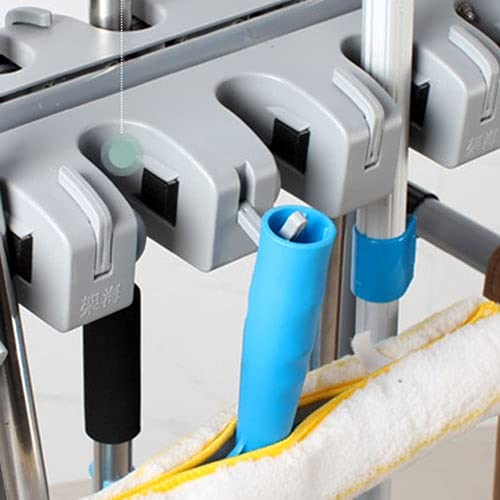 Rolling Floor-Standing Broom & Mop Storage Rack with Wheels