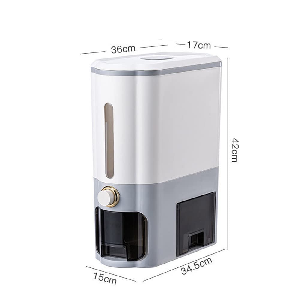 UOHLCX Kitchen container proof barrel sealed rice grain storage box dog food -key push type(Gray)