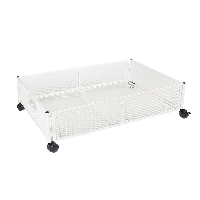 NIBHZ Bedside Storage Rack Mobile with Pulleys Clothes Storage Rack Iron Black and White Drawer Storage cart