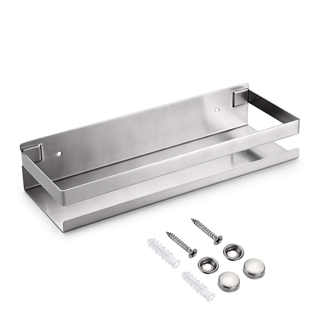 OwnMy Bathroom Shower Shelf - Stainless Steel Bath Kitchen Basket Caddy Rack, Metal Storage Floating Shelves Wall Mounted Corner Rectangular Shelf