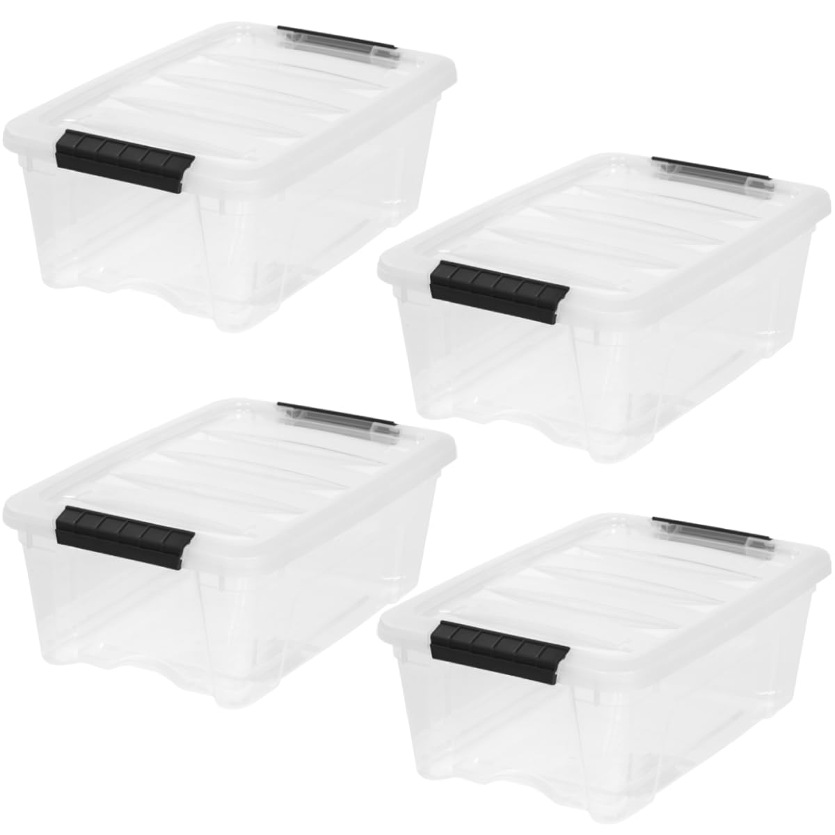 Stackable Plastic Storage Bins with Lids & Pull Handles
