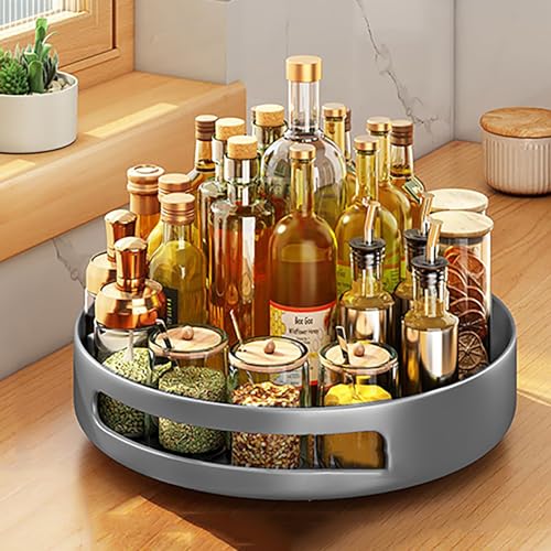 Metal Revolving Spice Rack - 11.8 inch Lazy Susan Turntable Organize r- Kitchen Turntable Storage Food Bins Container for Pantry, Counter top (Color : Pink)