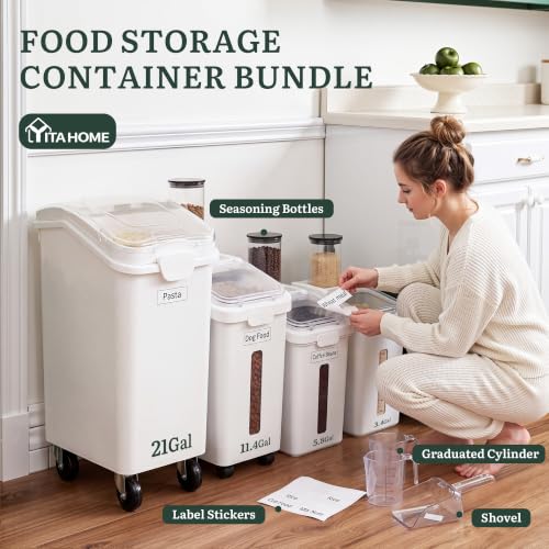 11.4-Gallon Rolling Flour & Rice Storage Bin with Scoop