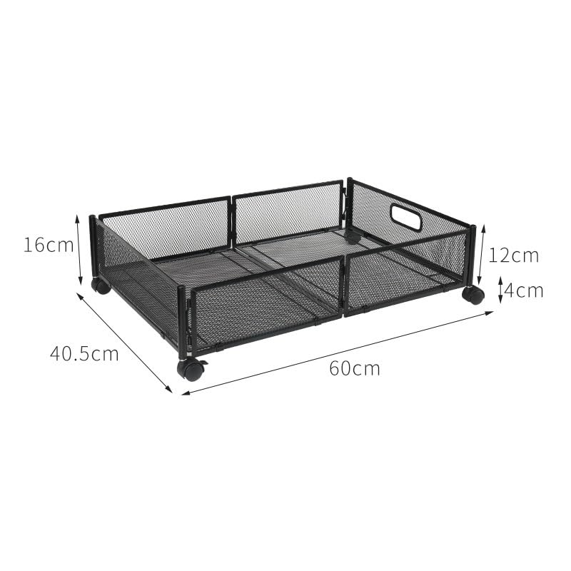 NIBHZ Bedside Storage Rack Mobile with Pulleys Clothes Storage Rack Iron Black and White Drawer Storage cart