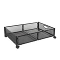 NIBHZ Bedside Storage Rack Mobile with Pulleys Clothes Storage Rack Iron Black and White Drawer Storage cart
