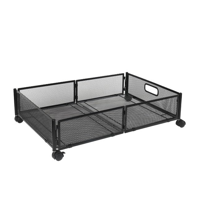NIBHZ Bedside Storage Rack Mobile with Pulleys Clothes Storage Rack Iron Black and White Drawer Storage cart