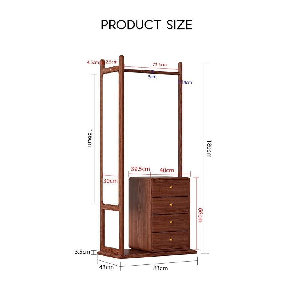 AEYSD-456 Adjustable Garment Rack Coat Rack Floor Solid Wood Chinese Style High-end Storage Clothes Rack Drawer Multi-Function Hanger Standing Hanger