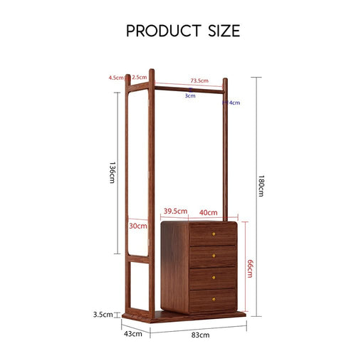 AEYSD-456 Adjustable Garment Rack Coat Rack Floor Solid Wood Chinese Style High-end Storage Clothes Rack Drawer Multi-Function Hanger Standing Hanger
