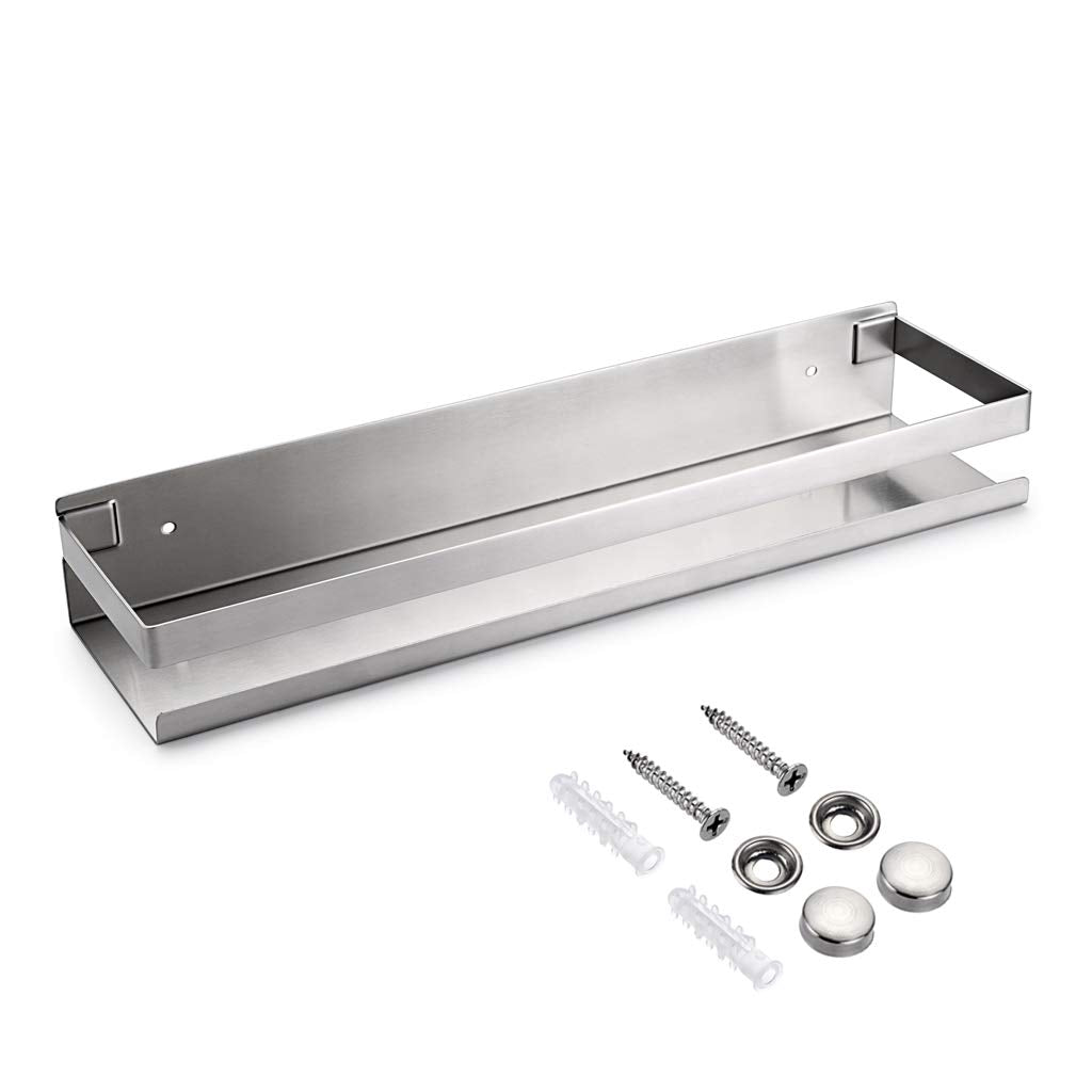 OwnMy Bathroom Shower Shelf - Stainless Steel Bath Kitchen Basket Caddy Rack, Metal Storage Floating Shelves Wall Mounted Corner Rectangular Shelf
