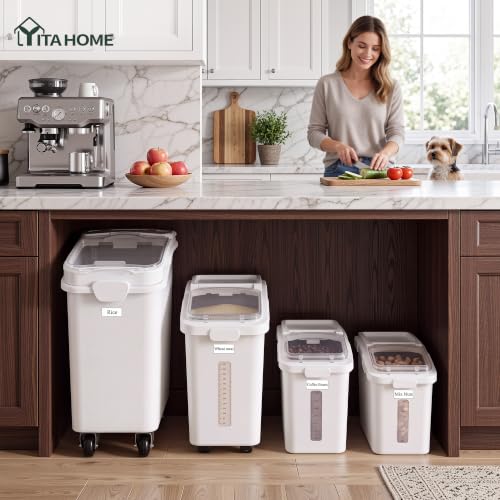 11.4-Gallon Rolling Flour & Rice Storage Bin with Scoop