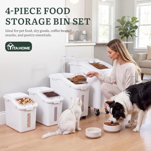 11.4-Gallon Rolling Flour & Rice Storage Bin with Scoop