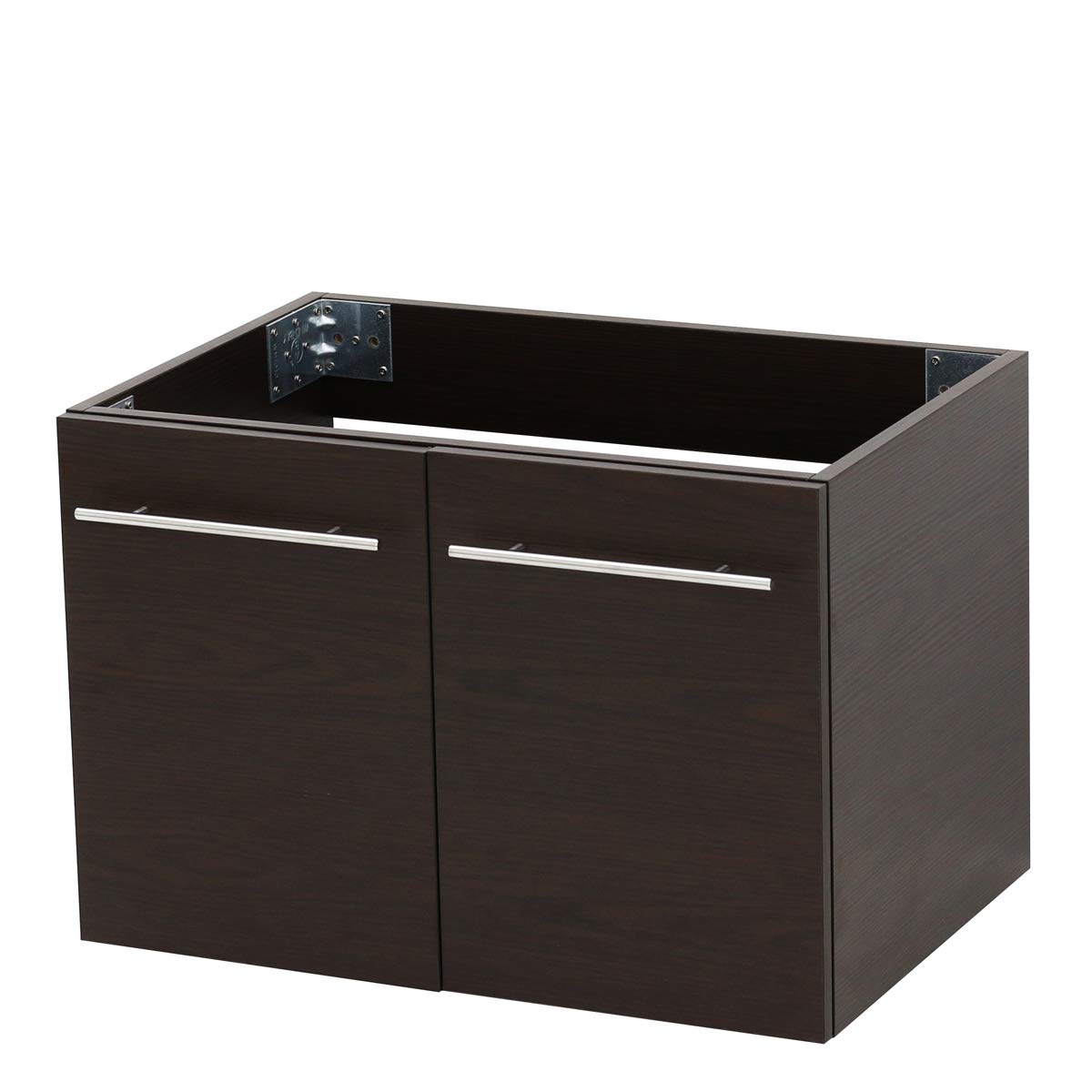 WINDBAY Wall Mount Floating Bathroom Vanity Sink Set. Dark Brown Vanity, White Flat Stone Countertop Ceramic Sink - 30"