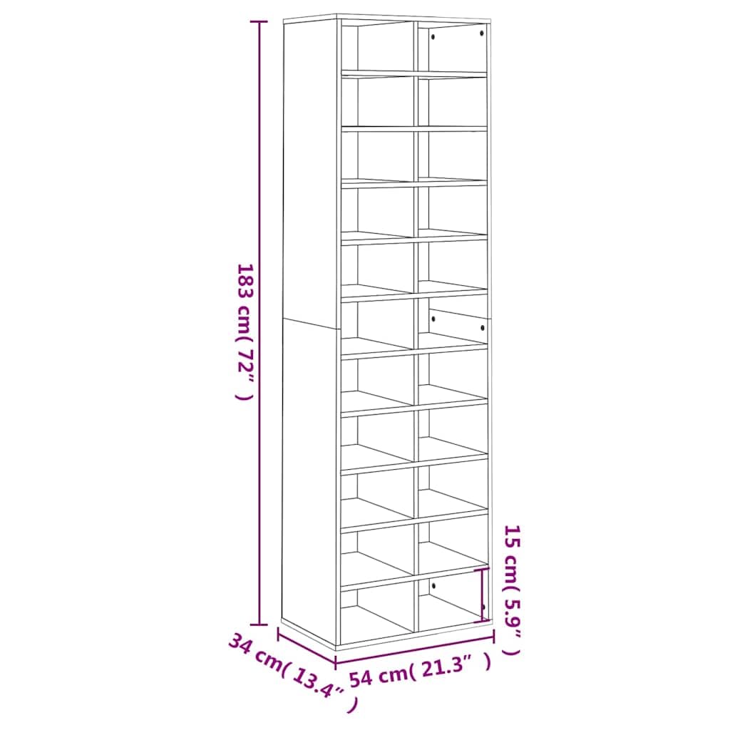 HKPWRBFG Shoe Cabinet, Engineered Wood Storage Rack, 22-Shelf Sonoma Oak