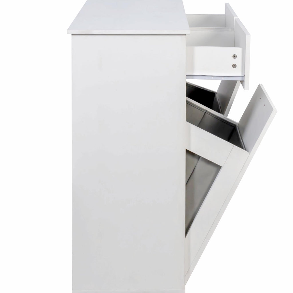 Double Tilt Out Laundry Hamper Cabinet with Drawers & 2 Removable Liners