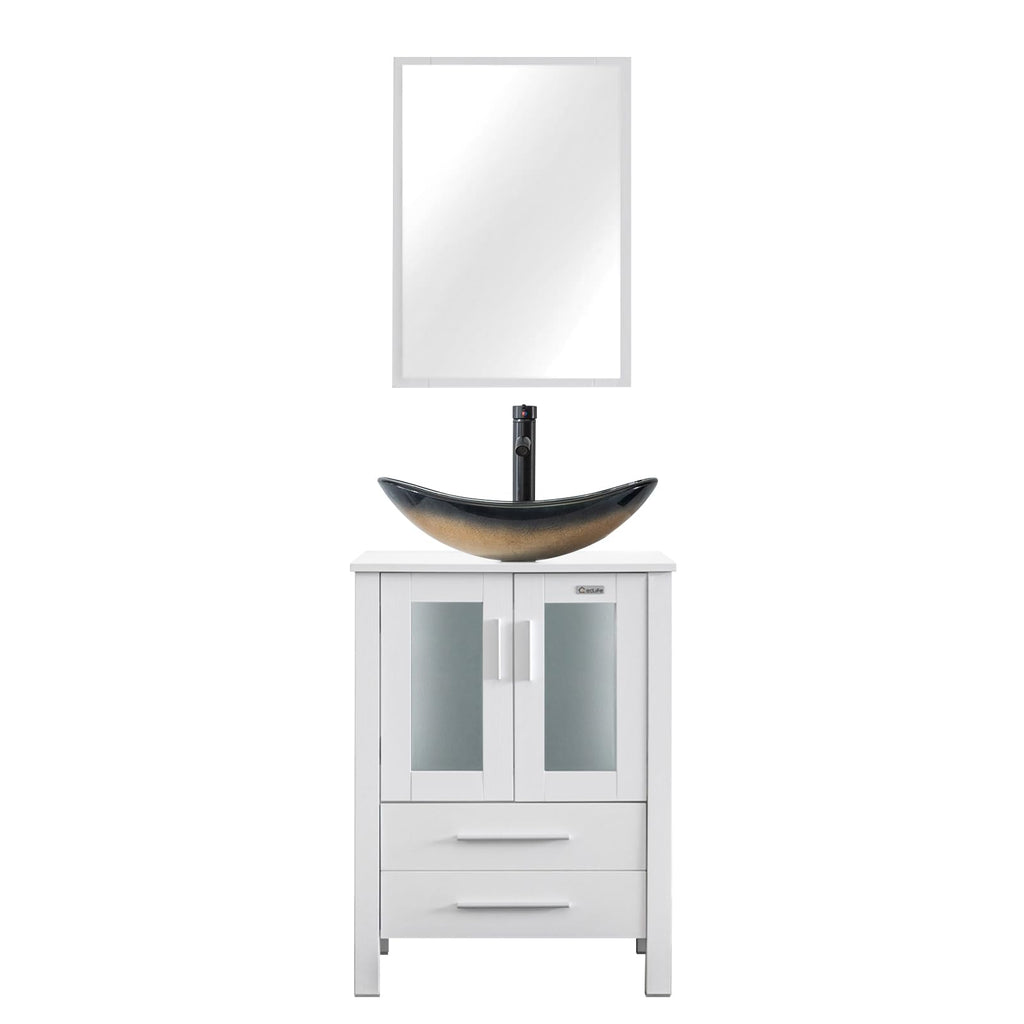 eclife Modern Bathroom Vanity Cabinet with Vessel Sink Combo (18+24)