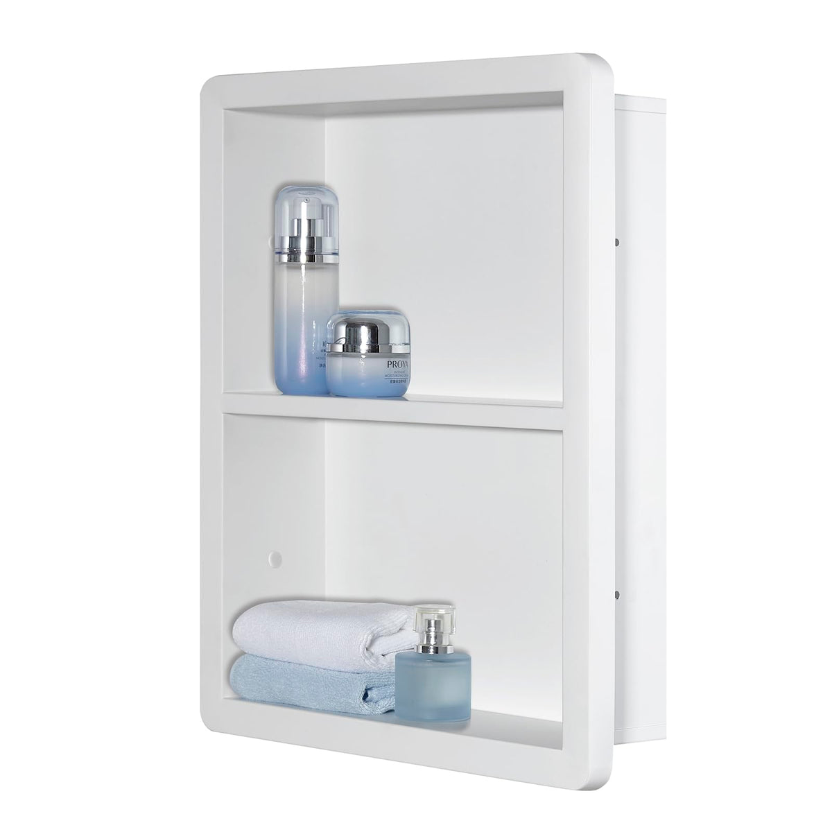 IDYLLOR Recessed Medicine Cabinet No Mirror - Bathroom Storage Wall Cabinet with, 304 Stainless Steel Shower Niche, Matte Black/White Waterproof for Bathroom, Toilet, Vanity