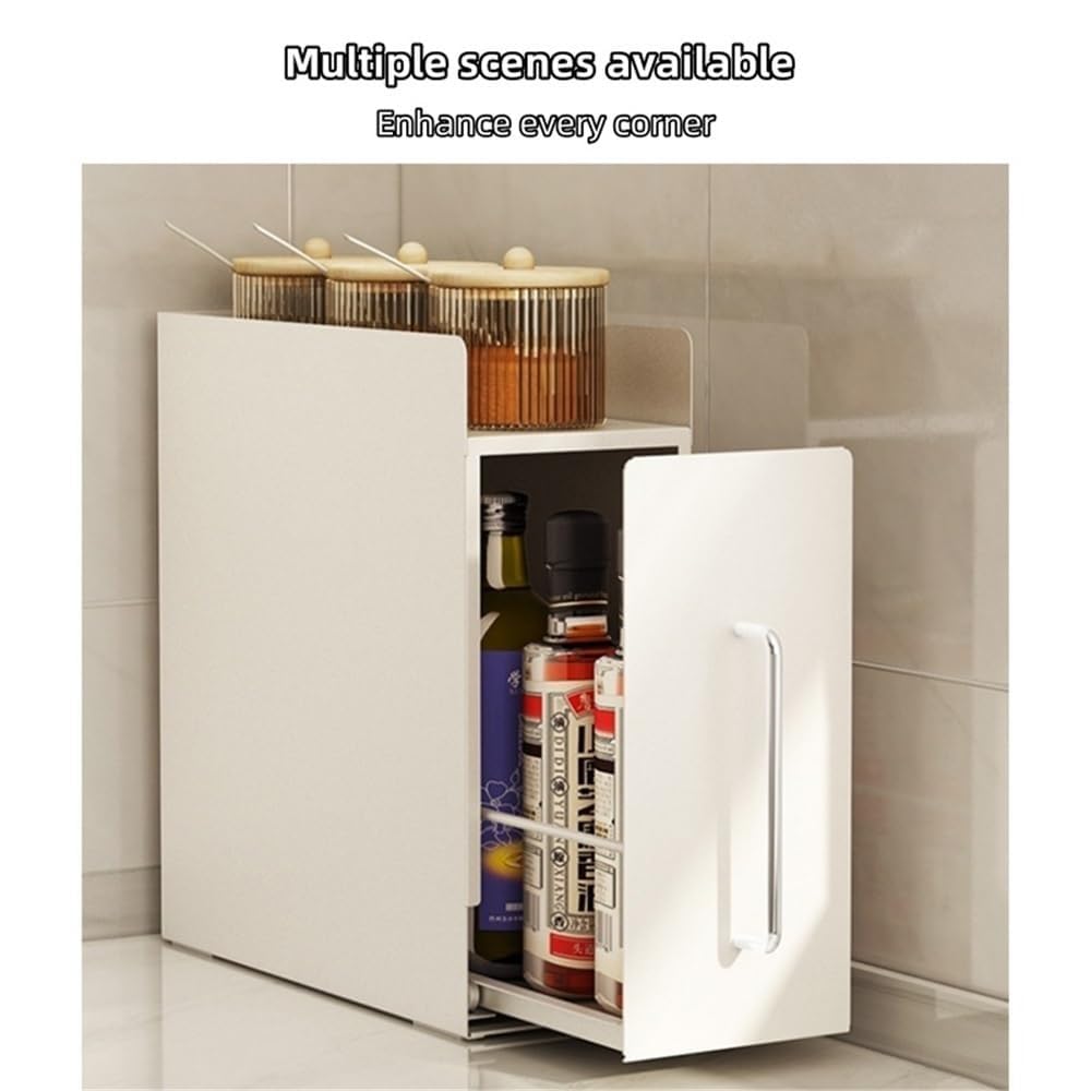 Expandable Pull Out Cabinet Organizer,Narrow Kitchen Spice Rack,Kitchen Countertop Seasoning Jar Storage Rack,for Spice & Dishes Storage and Pantry Organization(Black,)