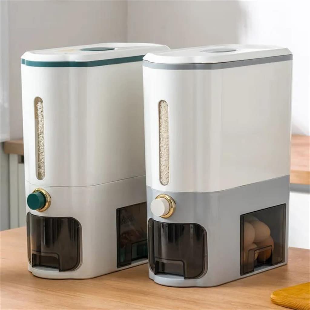 UOHLCX Kitchen container proof barrel sealed rice grain storage box dog food -key push type(Gray)