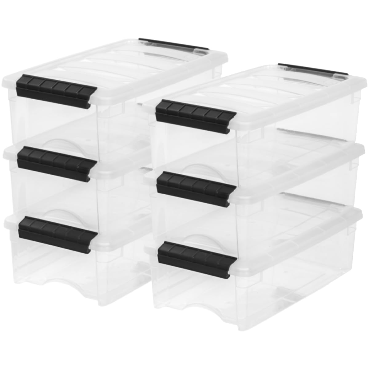 Stackable Plastic Storage Bins with Lids & Pull Handles