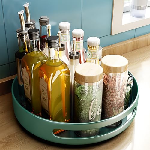 Metal Revolving Spice Rack - 11.8 inch Lazy Susan Turntable Organize r- Kitchen Turntable Storage Food Bins Container for Pantry, Counter top (Color : Pink)