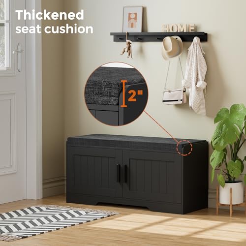 2-Tier Entryway Shoe Storage Bench with Padded Seat Cushion