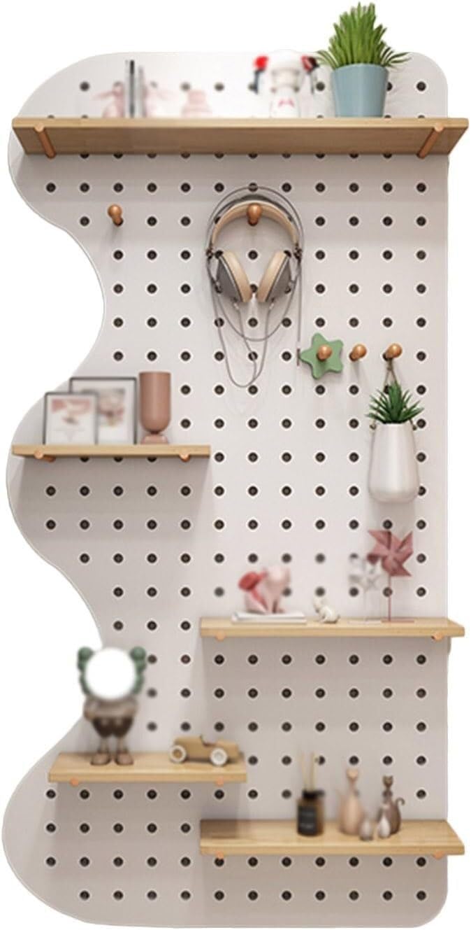 Solid Wood Pegboard Organizer - 47.2x23.6in Wall Storage Panels for Home Office - Stylish Hanging Display & Functional Storage Solution for Clutter-Free Living