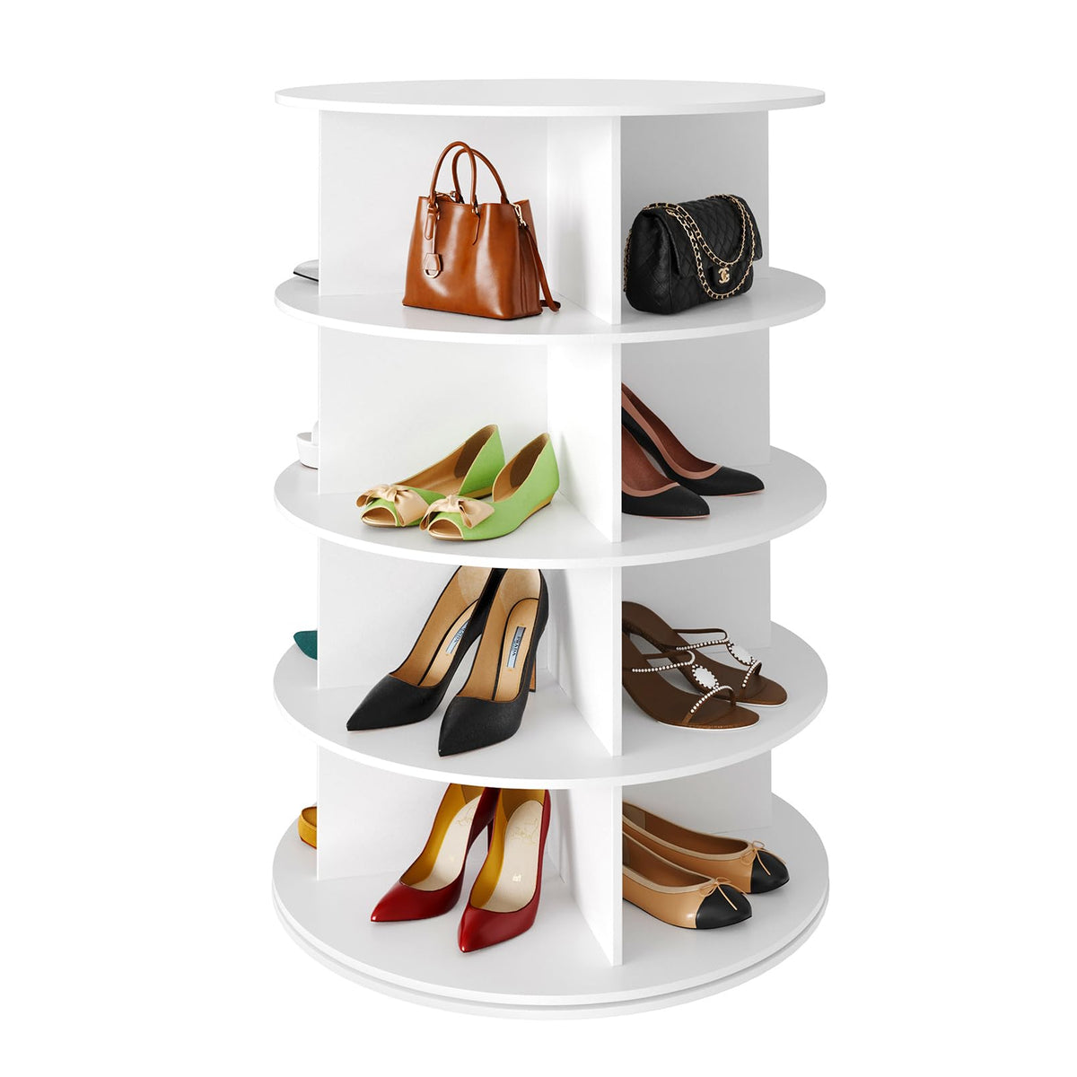 SpaceAid 7 Tier Rotating Shoe Rack Tower, Spinning Shoe Display Lazy Susan, Revolving 360 Shoe Rack Storage Round Carousel, Vertical Handbag Rotate Shoes Closet Organization