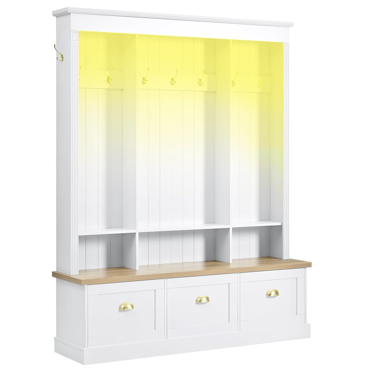 Freestanding Wardrobe Closet with Clothes Rack, Garment Armoire for