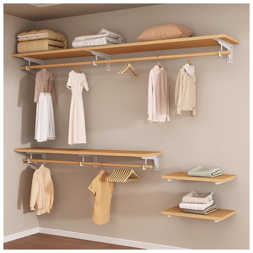 Wall-Mounted Coat Rack with Shelf - Natural Wood, Support Hoo, 40cm & 60cm Sizes, Ideal for Entryway & Closet nizat, Slish Home Decor Solut