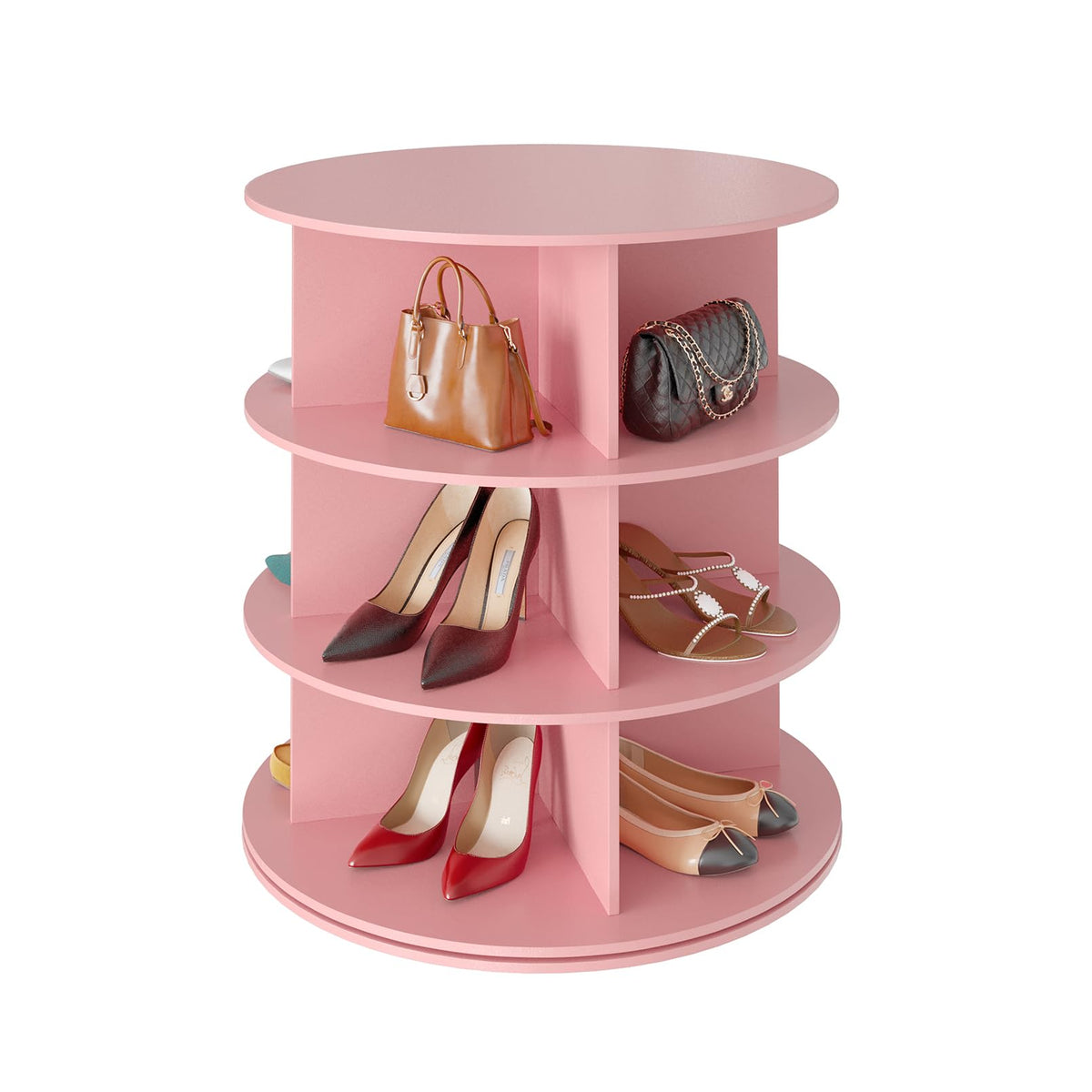 SpaceAid 7 Tier Rotating Shoe Rack Tower, Spinning Shoe Display Lazy Susan, Revolving 360 Shoe Rack Storage Round Carousel, Vertical Handbag Rotate Shoes Closet Organization