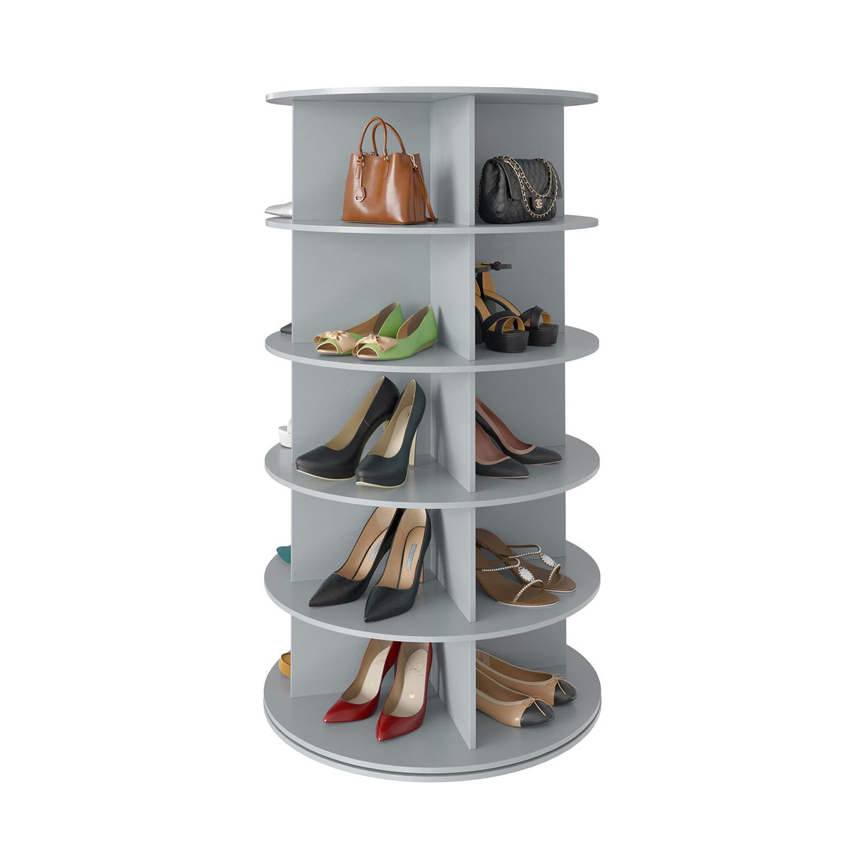 SpaceAid 7 Tier Rotating Shoe Rack Tower, Spinning Shoe Display Lazy Susan, Revolving 360 Shoe Rack Storage Round Carousel, Vertical Handbag Rotate Shoes Closet Organization