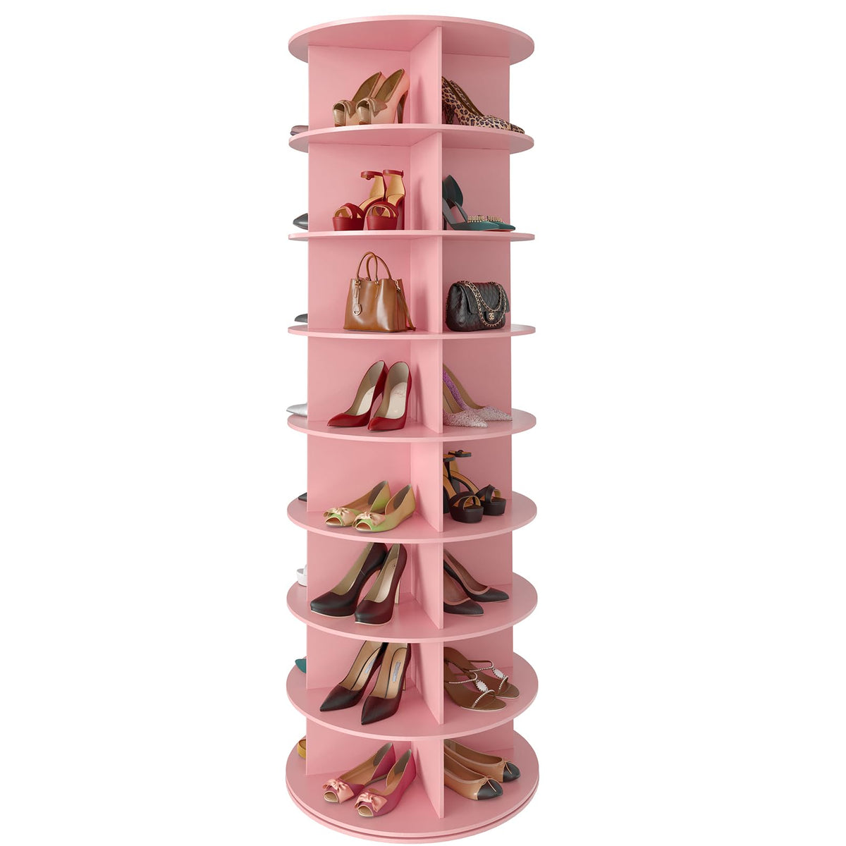 SpaceAid 7 Tier Rotating Shoe Rack Tower, Spinning Shoe Display Lazy Susan, Revolving 360 Shoe Rack Storage Round Carousel, Vertical Handbag Rotate Shoes Closet Organization