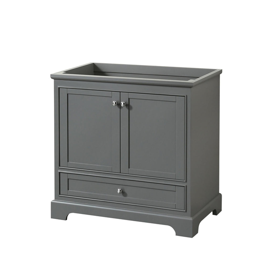 Wyndham Collection Deborah 36 inch Single Bathroom Vanity in Dark Gray, No Countertop, No Sink, and No Mirror