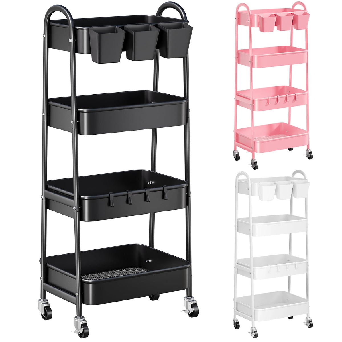 3-Tier Heavy-Duty Rolling Utility Cart with Locking Wheels