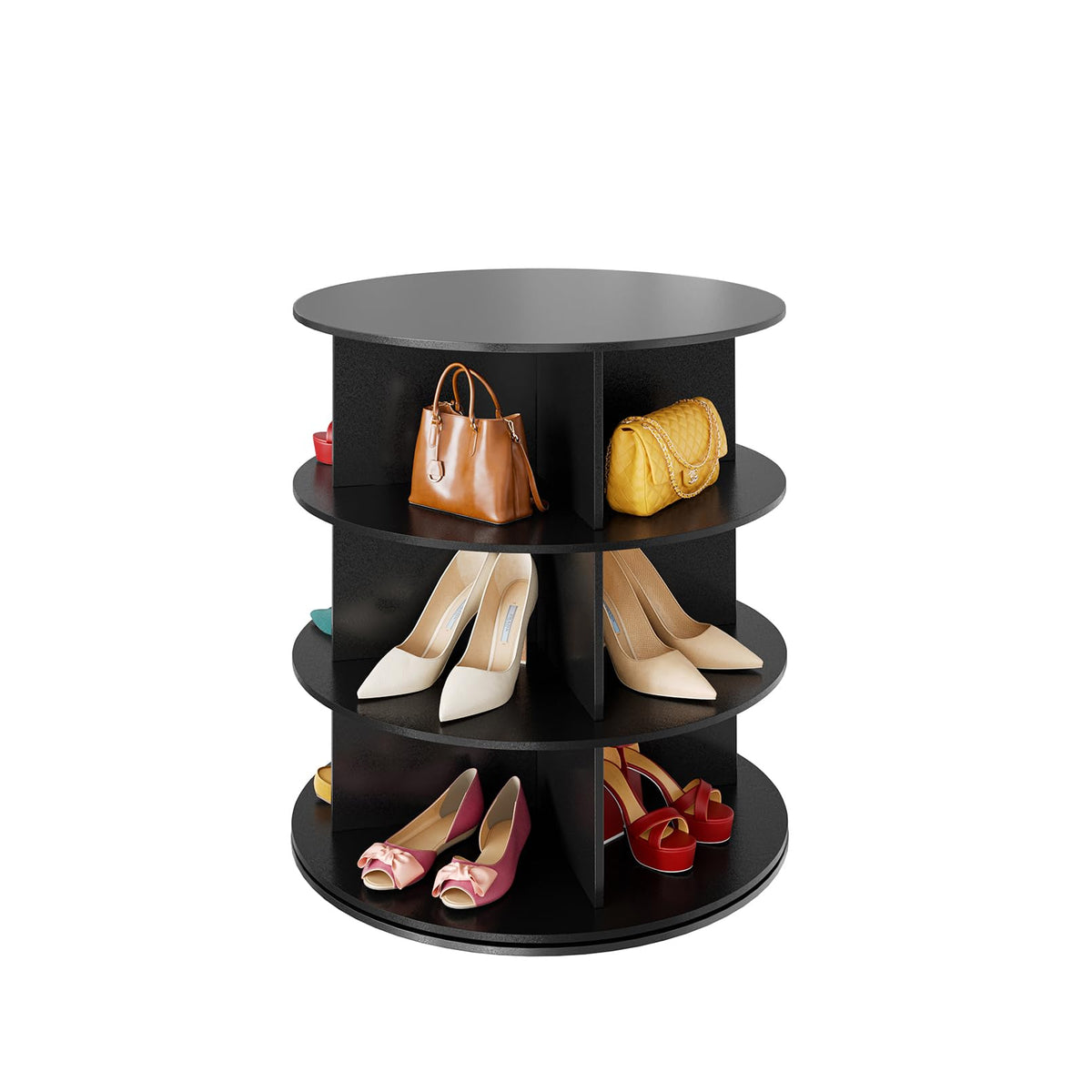 SpaceAid 7 Tier Rotating Shoe Rack Tower, Spinning Shoe Display Lazy Susan, Revolving 360 Shoe Rack Storage Round Carousel, Vertical Handbag Rotate Shoes Closet Organization