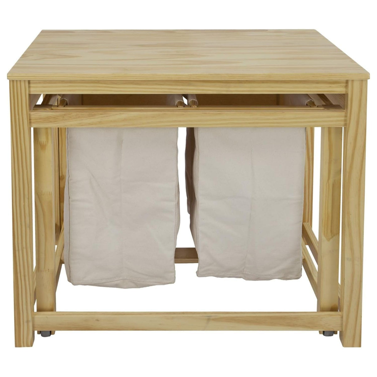 Solid Wood Laundry Prep Hamper with Folding Storage Table