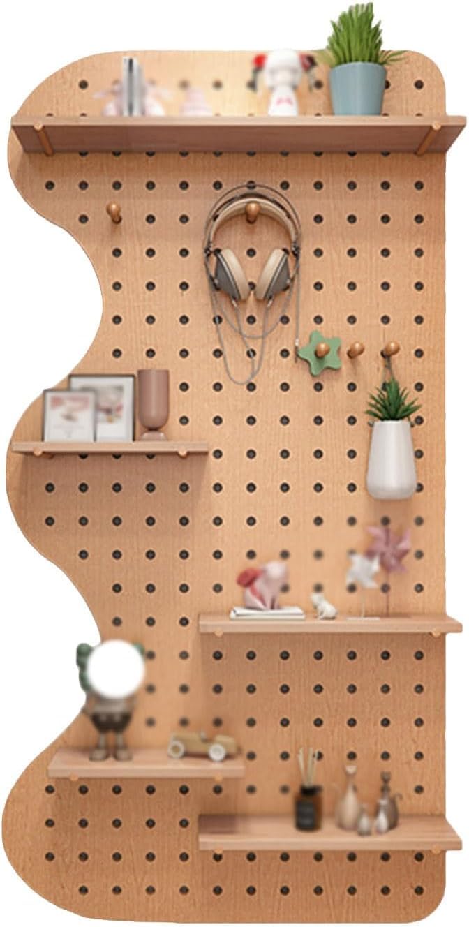 Solid Wood Pegboard Organizer - 47.2x23.6in Wall Storage Panels for Home Office - Stylish Hanging Display & Functional Storage Solution for Clutter-Free Living