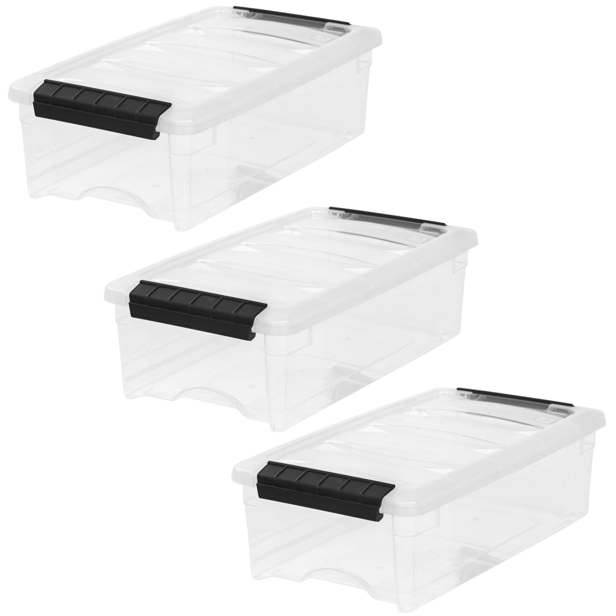 Stackable Plastic Storage Bins with Lids & Pull Handles