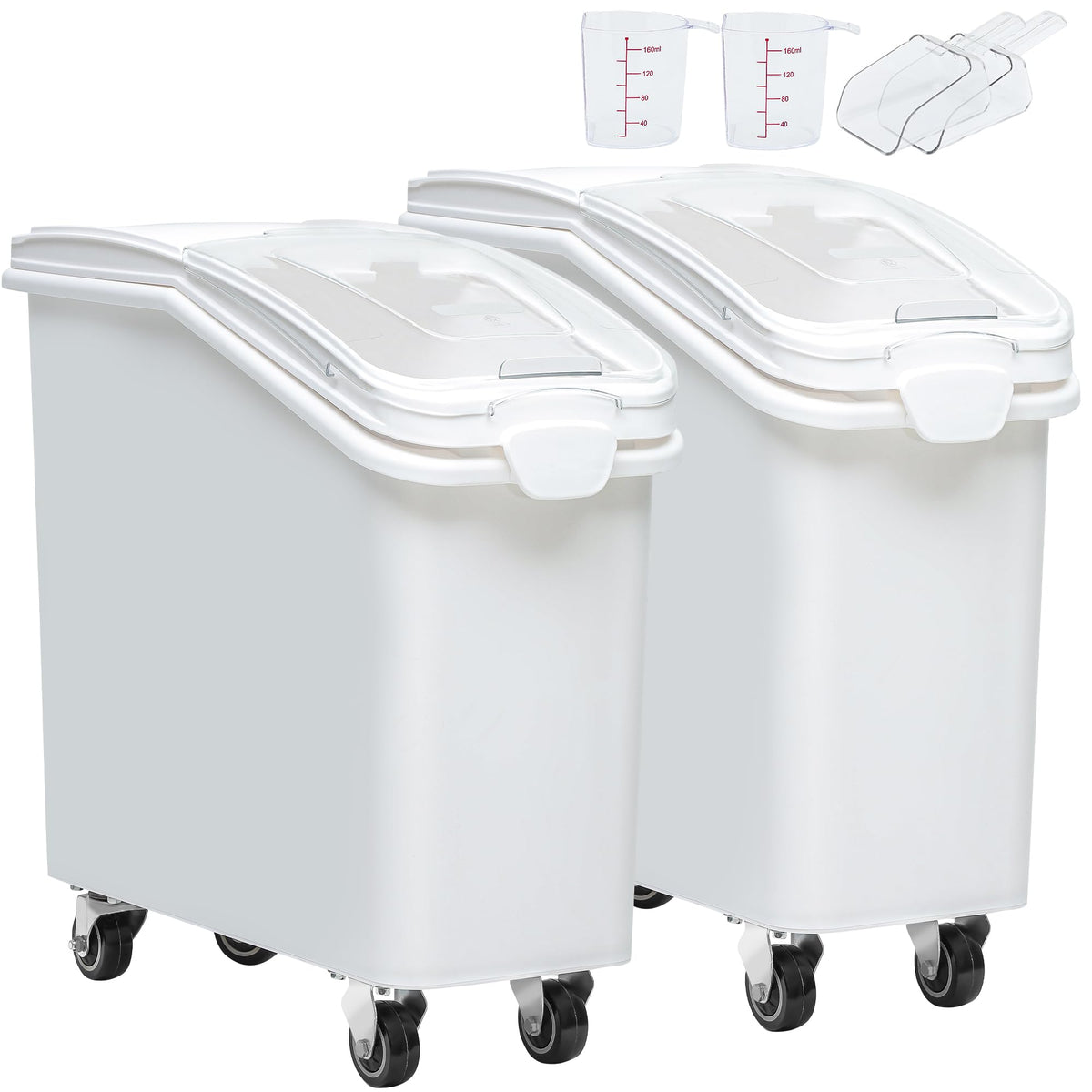 11.4-Gallon Rolling Flour & Rice Storage Bin with Scoop