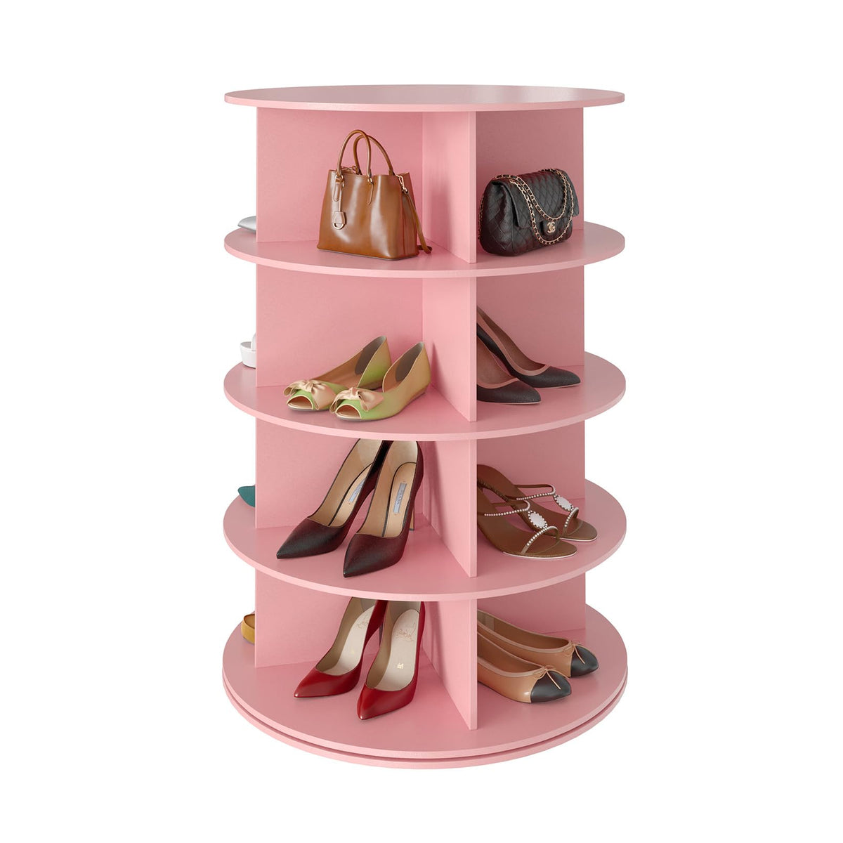 SpaceAid 7 Tier Rotating Shoe Rack Tower, Spinning Shoe Display Lazy Susan, Revolving 360 Shoe Rack Storage Round Carousel, Vertical Handbag Rotate Shoes Closet Organization