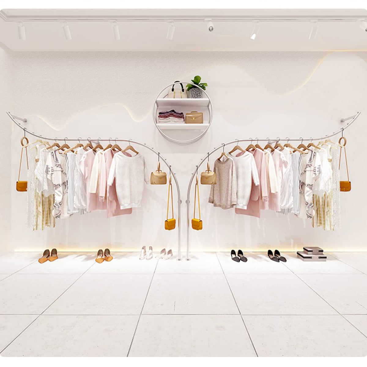 ZOCWJK Articles for Daily Use Creative Display Garment Racks in Children's Boutique Clothing Stores, Industrial Pipe Wall Mounted Clothes Hanging Shelves System, Retail (