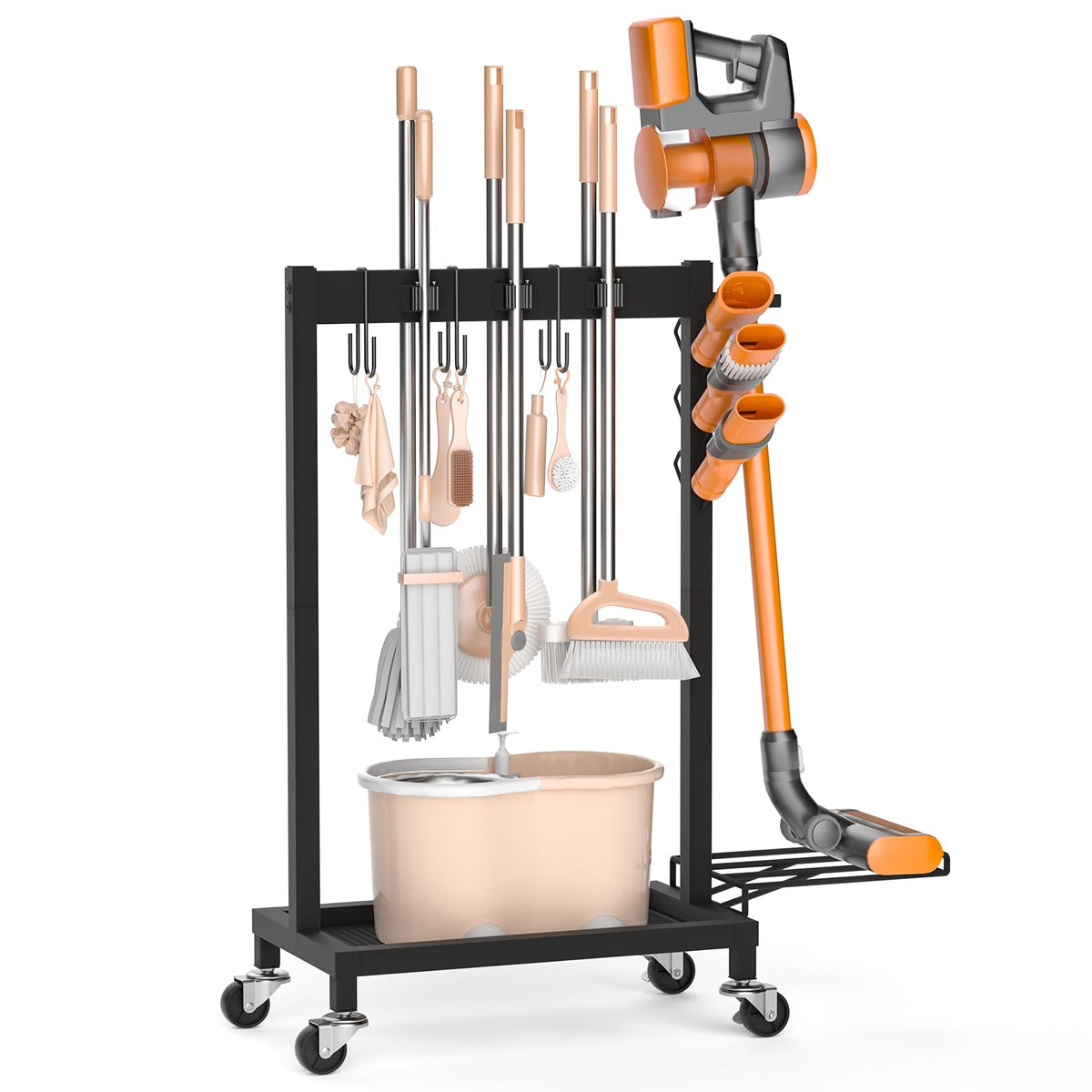 Large-Capacity Broom & Cleaning Supply Storage Organizer