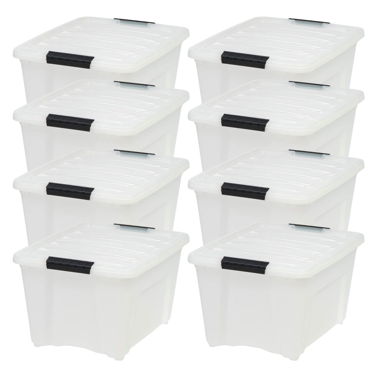 Stackable Plastic Storage Bins with Lids & Pull Handles