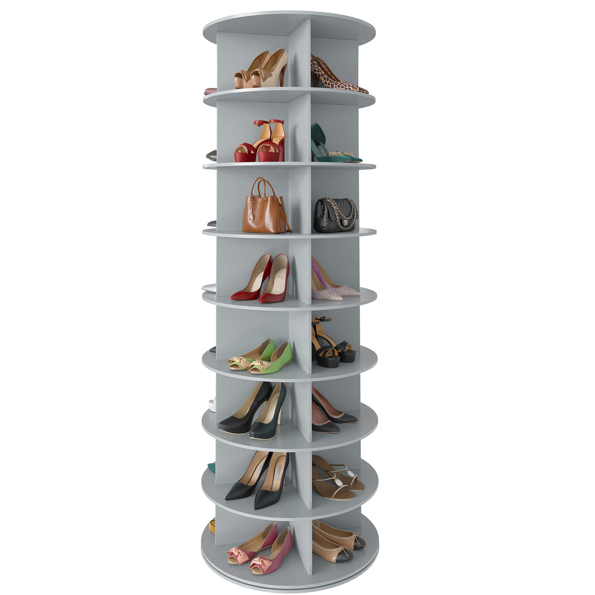 SpaceAid 7 Tier Rotating Shoe Rack Tower, Spinning Shoe Display Lazy Susan, Revolving 360 Shoe Rack Storage Round Carousel, Vertical Handbag Rotate Shoes Closet Organization