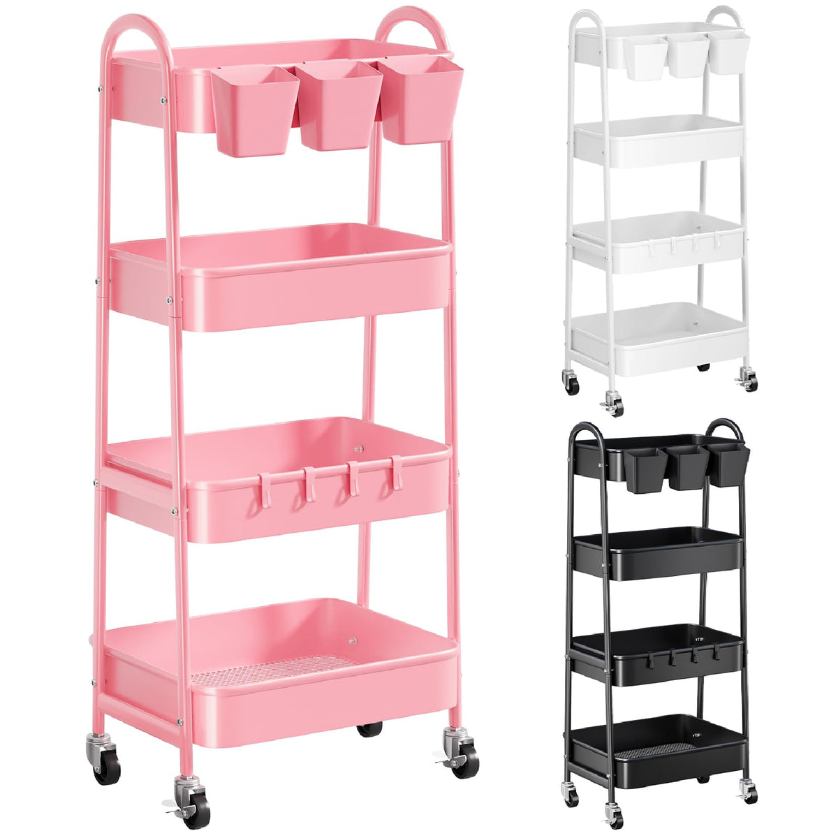 3-Tier Heavy-Duty Rolling Utility Cart with Locking Wheels