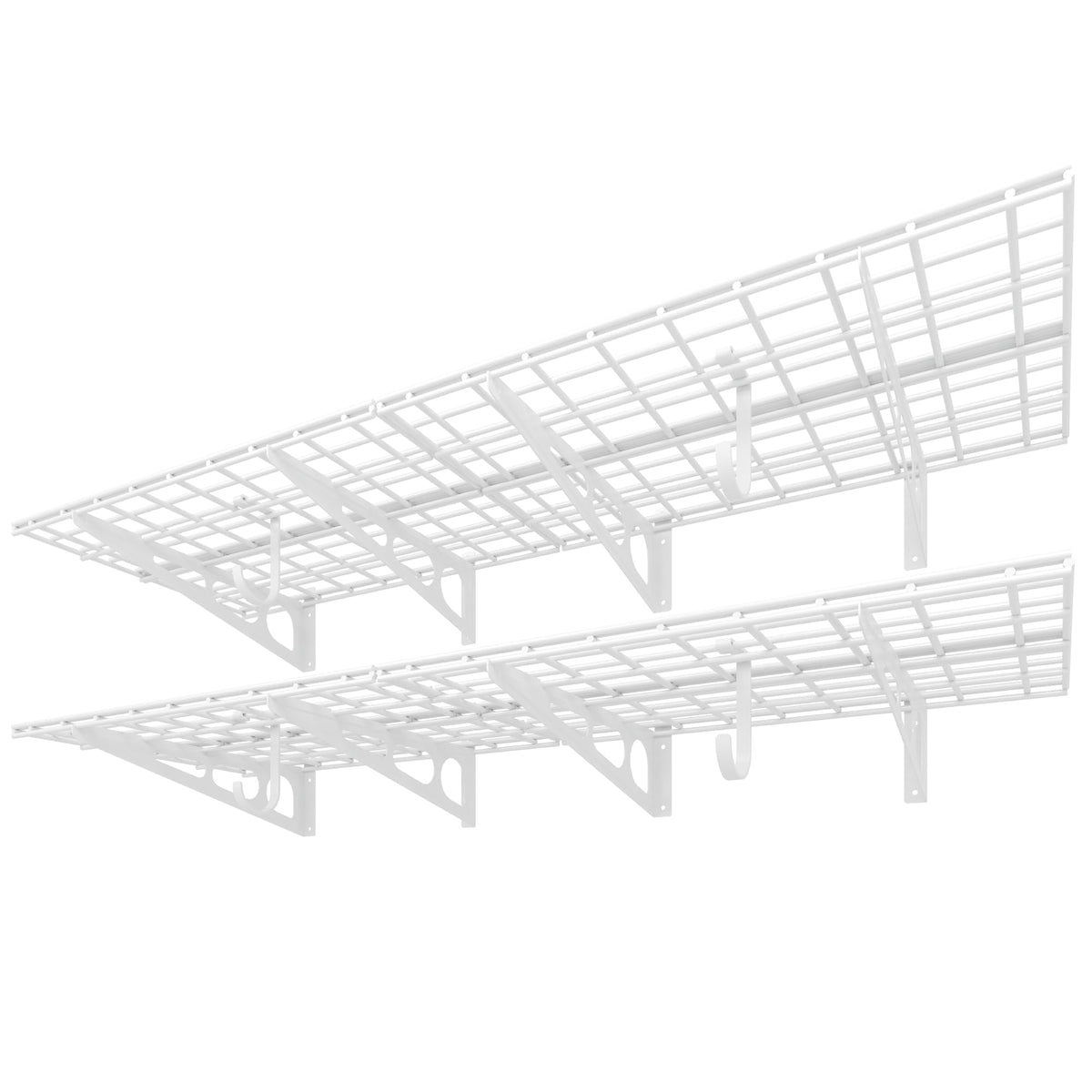 Wall-Mounted Garage Storage Shelf Rack with Utility Hooks